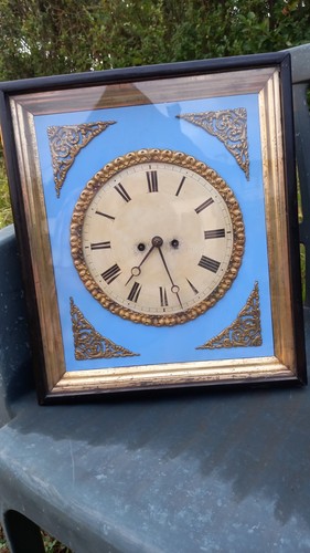 Biedermeier uhr blau gold - uhr, blau-gold,alte